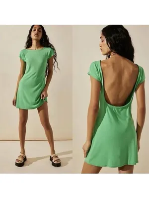 Bright Green Short Sleeve Mini Dress thumbnail 2