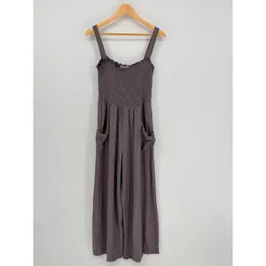 Rustic Rack Wide Leg Jumpsuit Womens Large Gray Smocked Boho Slouchy Lounge‎ thumbnail 4