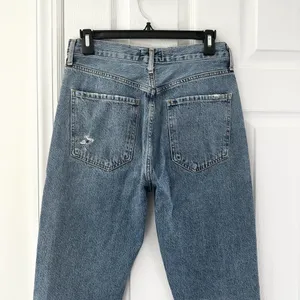 Riley High Rise Straight Crop Denim Jeans Button Fly In Frequency 27 thumbnail 15