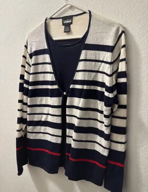 Designers Originals Studio Size Large Women's Striped Long Sleeve Shirt Cardigan-style thumbnail 1