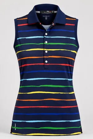 RLX Ralph Lauren Size S Sleeveless Golf Polo Navy Stripe Performance Athletic thumbnail 1