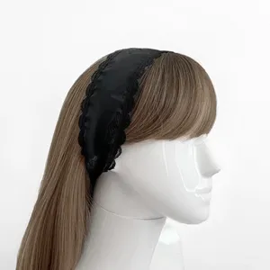 Handmade Black floral chiffon headband thumbnail 2