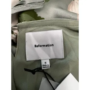 Reformation Anaiis Silk Dress Tarragon Floral Green Open Back High Neck Size 6 thumbnail 7
