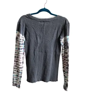 Free People We The Free Top Women S Grey Blue Boho Tie Dye Ribbed Scoop‎ Neck thumbnail 5