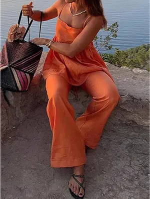 SHEIN orange tank and pant set thumbnail 4