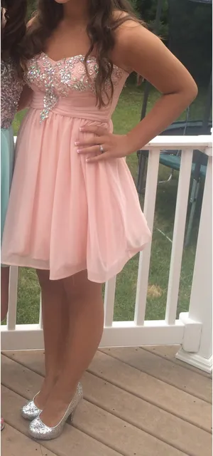 Strapless Pink Beaded Dress thumbnail 1