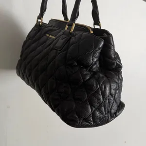 Vera Bradley Black Quilted Leather Satchel Floral Lining Shoulder Bag Classy thumbnail 8