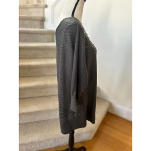 Vintage Y2K Cache Off the Shoulder Grey Sequin Long Line Sweater Mini Dress thumbnail 3