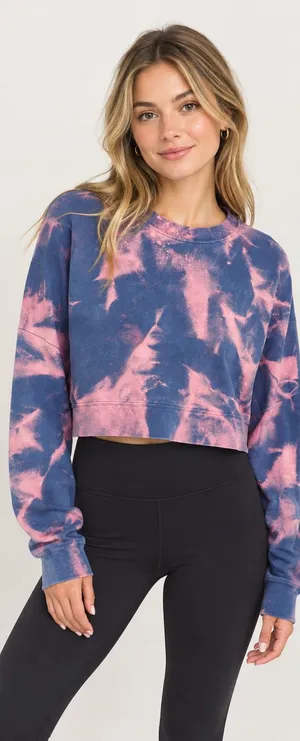 Alo Yoga Cropped Sweatshirt Size XS with CUSTOM Bleach Tie Dye Pullover thumbnail 1