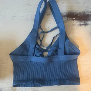Free People Movement Ribbed Strappy Sports Bra in Dusty Blue thumbnail 4