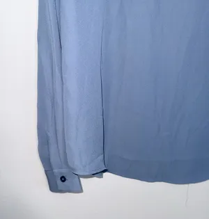 Maurices Delton Blouse Solid Light Blue Button Back Long Sleeve thumbnail 6