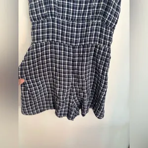 Abercrombie & Fitch Blue Gingham Plaid Linen Blend Romper Size S thumbnail 4