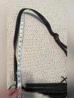 Myra Bag Black and White Cowhide Crossbody with Turquoise and brown Fringe thumbnail 9