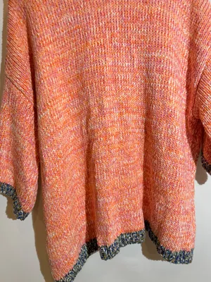 NWT Free People Orange Pink Marled Knit Oversized Button Collar Sweater M thumbnail 11