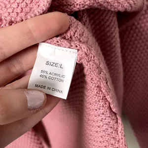 Pink waffle knit sweater buttons casual crewneck warm winter fall oversized thumbnail 5