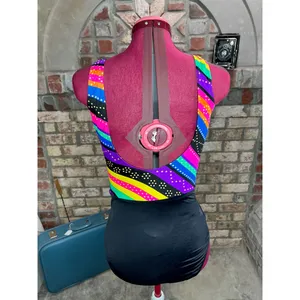 one piece swimsuit Sun streak Vintage 1990s pink purple green blue thumbnail 4