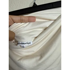 Reformation Florentina Knit Top Horchata Off Shoulder Long Sleeve size XL Cream thumbnail 9