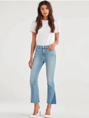 7 For All Mankind Light Blue Split-Hem Flare Jeans thumbnail 2