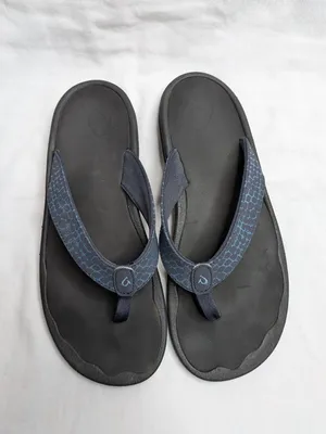 Olukai Womens Ohana Pa'i Flip Flops Beach Sandals US 9 Black Blue thumbnail 2