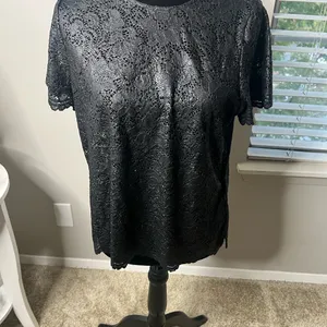 7 for all mankind womans‎ lace black tee thumbnail 5