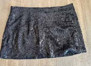 Shasa Black Sequin Mini‎ Skirt - Size Large (L/G) - Sparkly Party Wear thumbnail 1