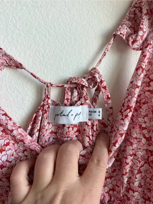 Petal + Pup Aspa Floral Tiered Midi Dress Pink Ruffle Tie Back Cotton Size 4 thumbnail 7