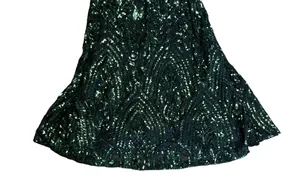 Viviana Formal Sequin Mermaid Dress black and green size small thumbnail 10