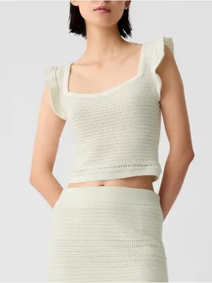 GAP open knit flutter sleeve top thumbnail 1