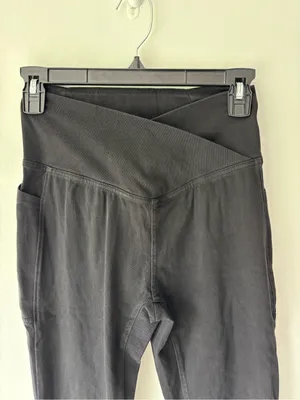 Halara UltraSculpt High Waisted Black Jean Leggings Crisscross Waistband thumbnail 5