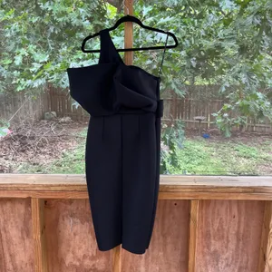 ASOS Women's Black One Shoulder Gathered Midi Dress Size 6 thumbnail 2