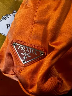 Vintage Prada Coral Orange Satin Bag Plexiglass Handle Made in Italy thumbnail 6