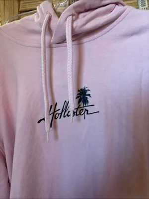 Hollister Light Pink French Terry Hoodie with Black Script Large thumbnail 3