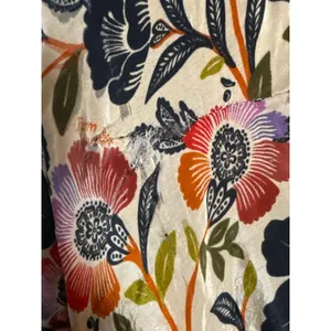 Farm Rio Romantic Garden Tie Sleeve Floral Print Fringed Mock Neck Maxi Dress M thumbnail 15