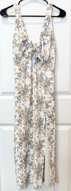 Abercrombie & Fitch Floral Midi Slip Dress XS Cottagecore Boho Rustic Ruffles thumbnail 1