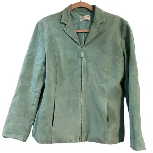Pendleton Leather Suede Jacket Teal Green Zip Front Lined Size Large thumbnail 1
