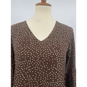 Baby Doll Polka Dot Tiered Midi Dress Brown Cream Balloon Sleeves Boho Western S thumbnail 3