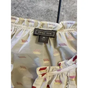 Point Sur J.Crew White Metallic Arrow Clip Dot Blouse M K5264 HO18 thumbnail 2