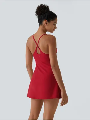 Halara SoftlyZero Plush Backless Active Dress-Easy Peezy Edition in Red thumbnail 2