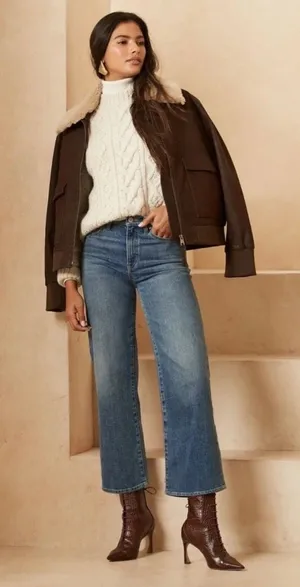 Banana Republic Wide Leg High Rise Cropped Jeans thumbnail 1
