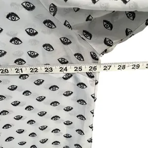 Torrid Ivy Eye Blouse Womens 3X White Black Chiffon Roll Tab Sleeve Mystical Top thumbnail 7