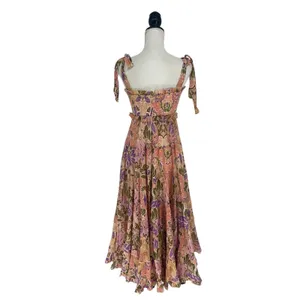 Zimmermann Violet Tiered Floral Midi‎ Sun Dress Smocked Size 1 US M thumbnail 14