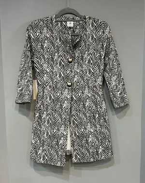 Cabi Zebra Zig Zag‎ Print Topper longline Jacket Black White 3/4 Sleeve XS thumbnail 1