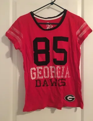 E5 College Classics Women's Juniors T-Shirt Georgia University Bulldogs Size L thumbnail 1