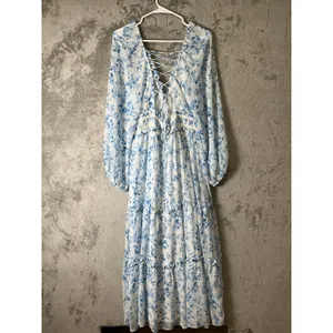 Altar'd State Floral Cottagecore Prairie Maxi Dress Lace Up XL Boho Romantic New thumbnail 5