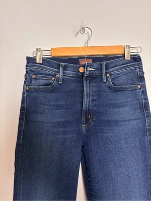 MOTHER The Outsider Ankle Fray Uncharted Waters Blue Denim Jeans thumbnail 5