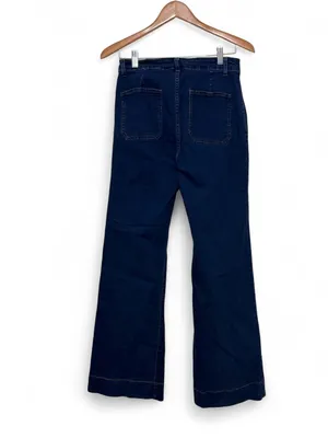 PWEST Women’s Dark Wash High Rise Wide Leg Flare Jeans Size M thumbnail 11