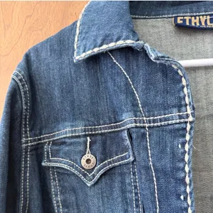 Ethyl Vintage Denim Sz XL Whipstitch Button Pocket Jean Jacket Western 90s Norm thumbnail 4