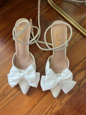 Lulus Satin Bow Heels White thumbnail 4