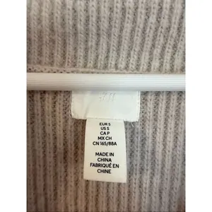 H&M light weight beige melange wool blend ribbed quarter zip sweater small thumbnail 3