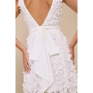 Lulus Totally Beautiful White 3D Floral Tie-Strap Skater Mini Dress Small NWT thumbnail 4